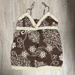 Nevada Brown Floral Halter Dress